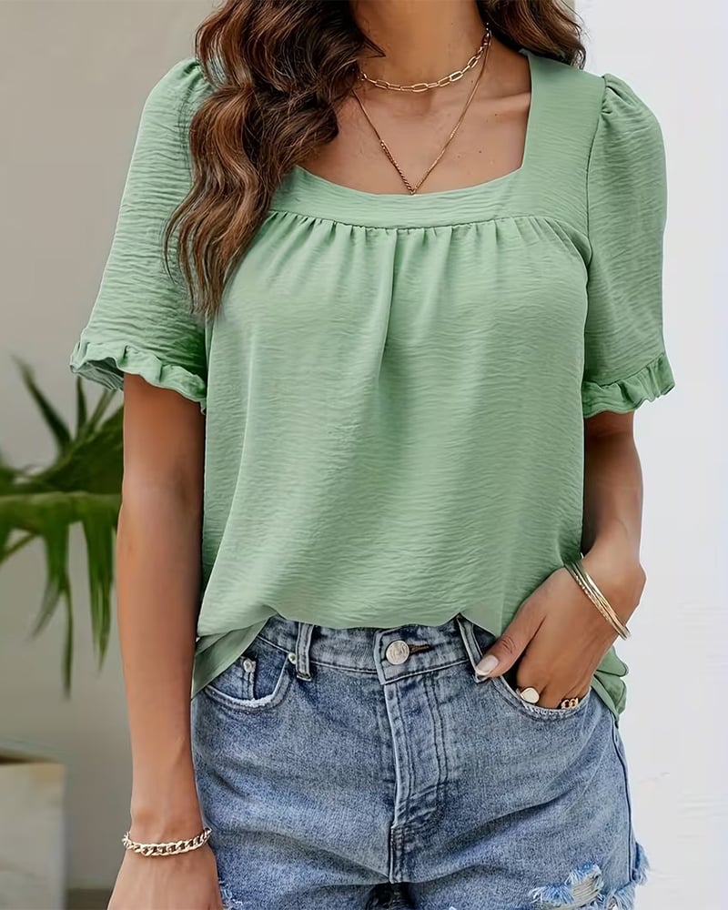 VibeLuxe – Camisa elegante con mangas de volantes