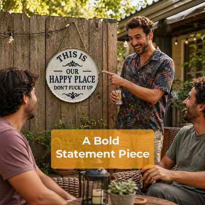 HomeBliss – Cartel Colgante "Este es Nuestro Lugar Feliz"