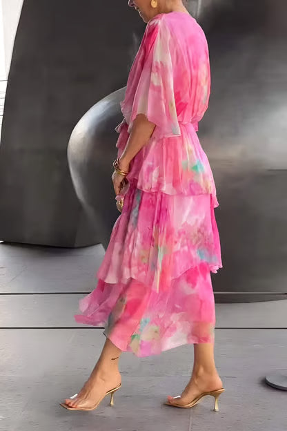 AuraFlow – Maxi-Kleid aus Aquarell-Chiffon