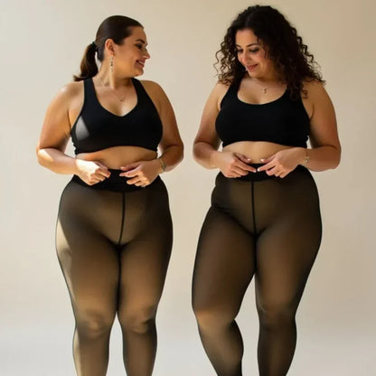 Curvy™ – Fleece-gefütterte Strumpfhosen in natürlicher Transparent-Optik