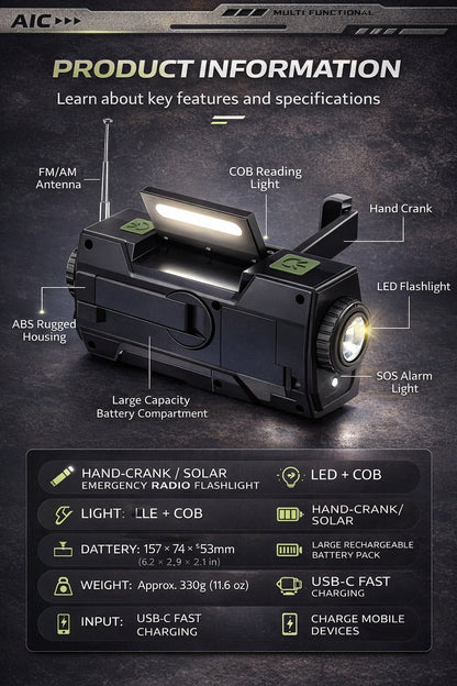 PowerCast Elite – Radio de emergencia 4 en 1