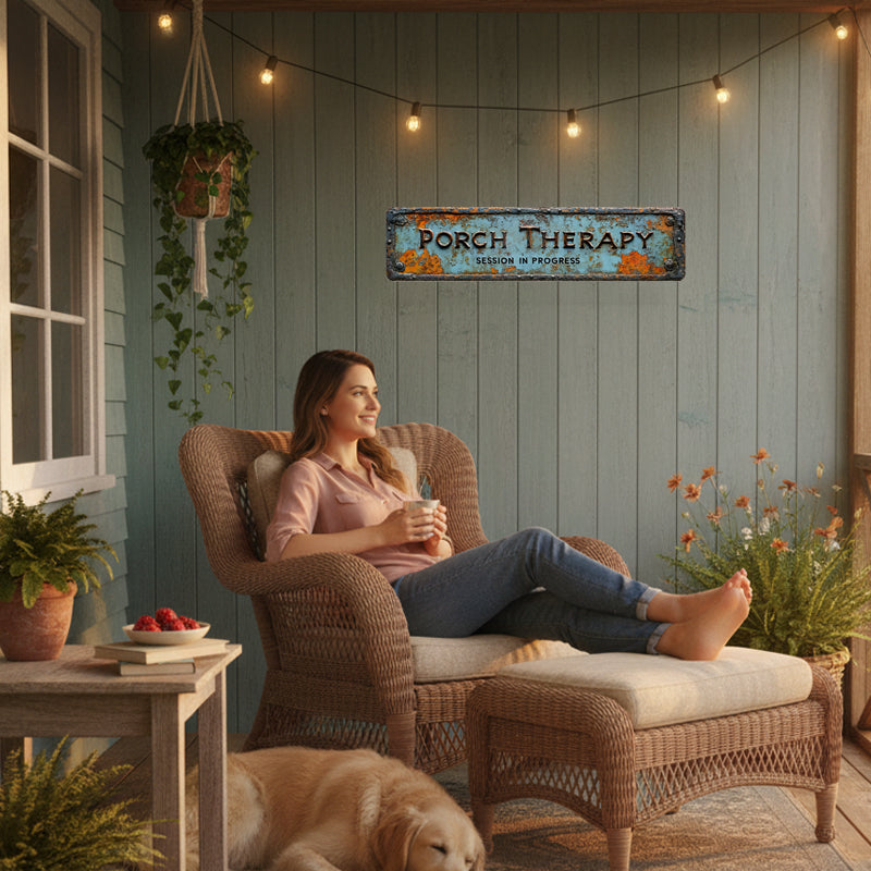 CozyHaven – Rústico letrero de terapia para porche exterior