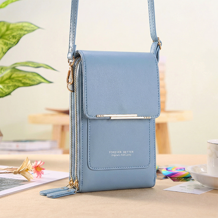 VistaPouch – Cartera bandolera para mujer con pantalla táctil, sencilla y elegante