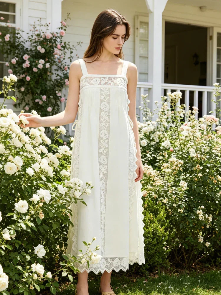 PureLinen – Vintage-Spitzen-Sommer-Midikleid