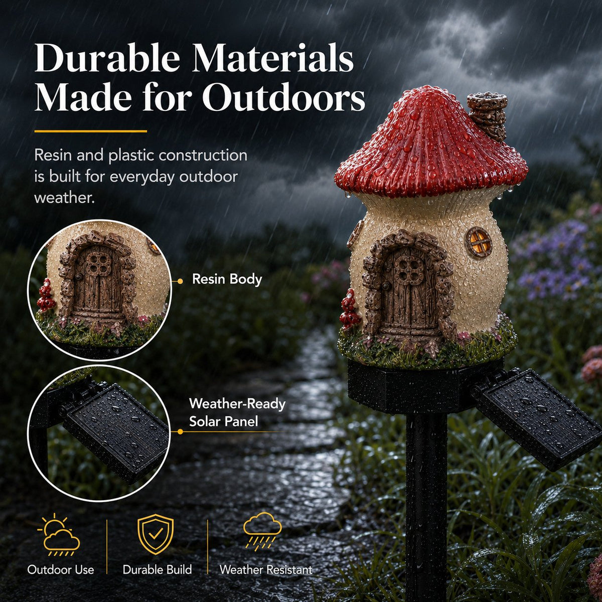 MushLumi – Luz solar con forma de cabaña de hongos de cuento de hadas