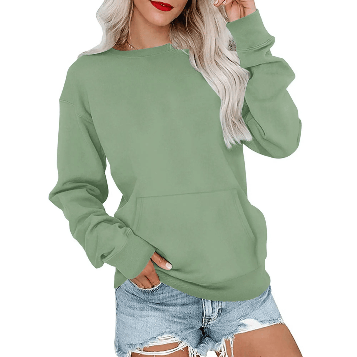 CozyCore – Sudadera sin Capucha Cuello Redondo para Mujer