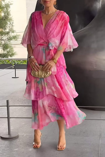 AuraFlow – Maxi-Kleid aus Aquarell-Chiffon