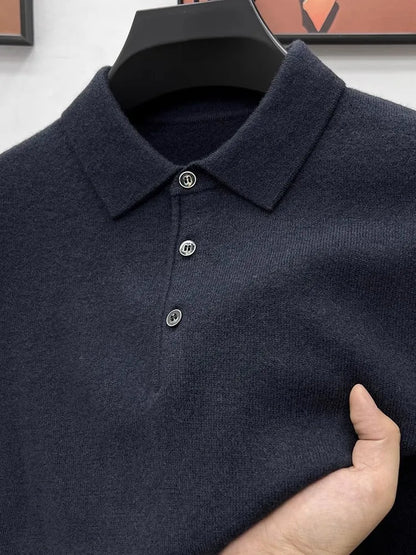 PrestigeKnit – Suéter polo de cachemira para hombre