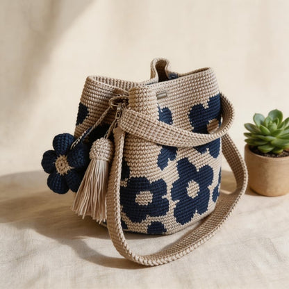 BloomStitch - Bolso tote de crochet hecho a mano con diseño de flores