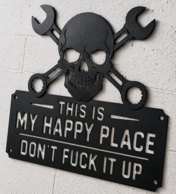 ForgeVibe – „This Is My Happy Place“ Metall-Wandschild