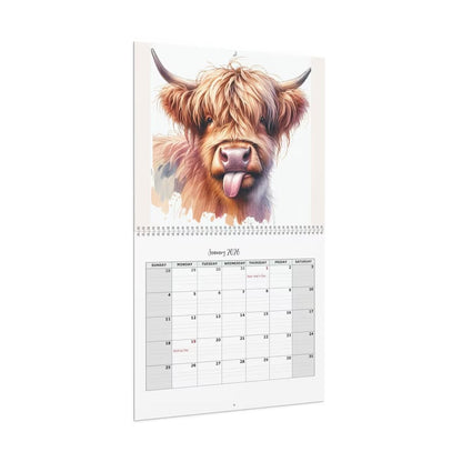 HighlandHugs – Calendario de pared de vaca de las Tierras Altas 2026