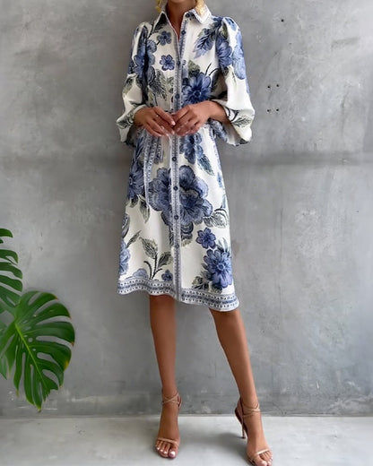 Vestido Estampado Línea A – Elegancia Fluida