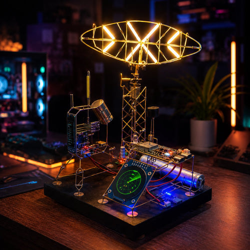 NeonForge – Handgefertigte Cyberpunk-Schaltkreis-Skulpturlampe