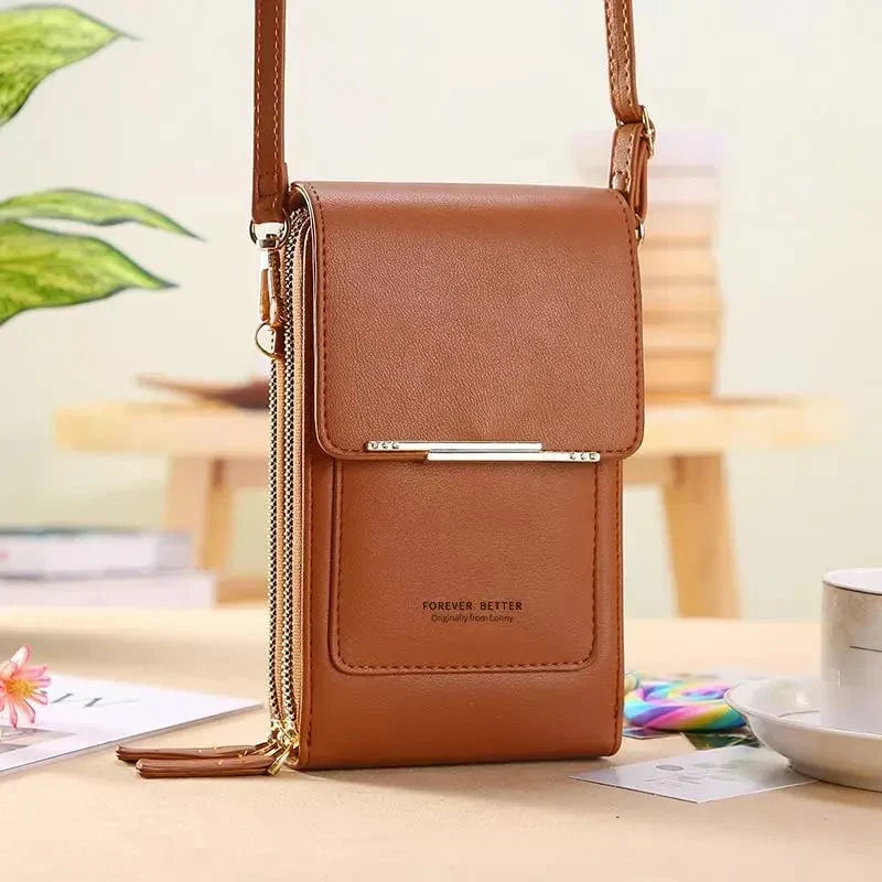 VistaPouch – Cartera bandolera para mujer con pantalla táctil, sencilla y elegante