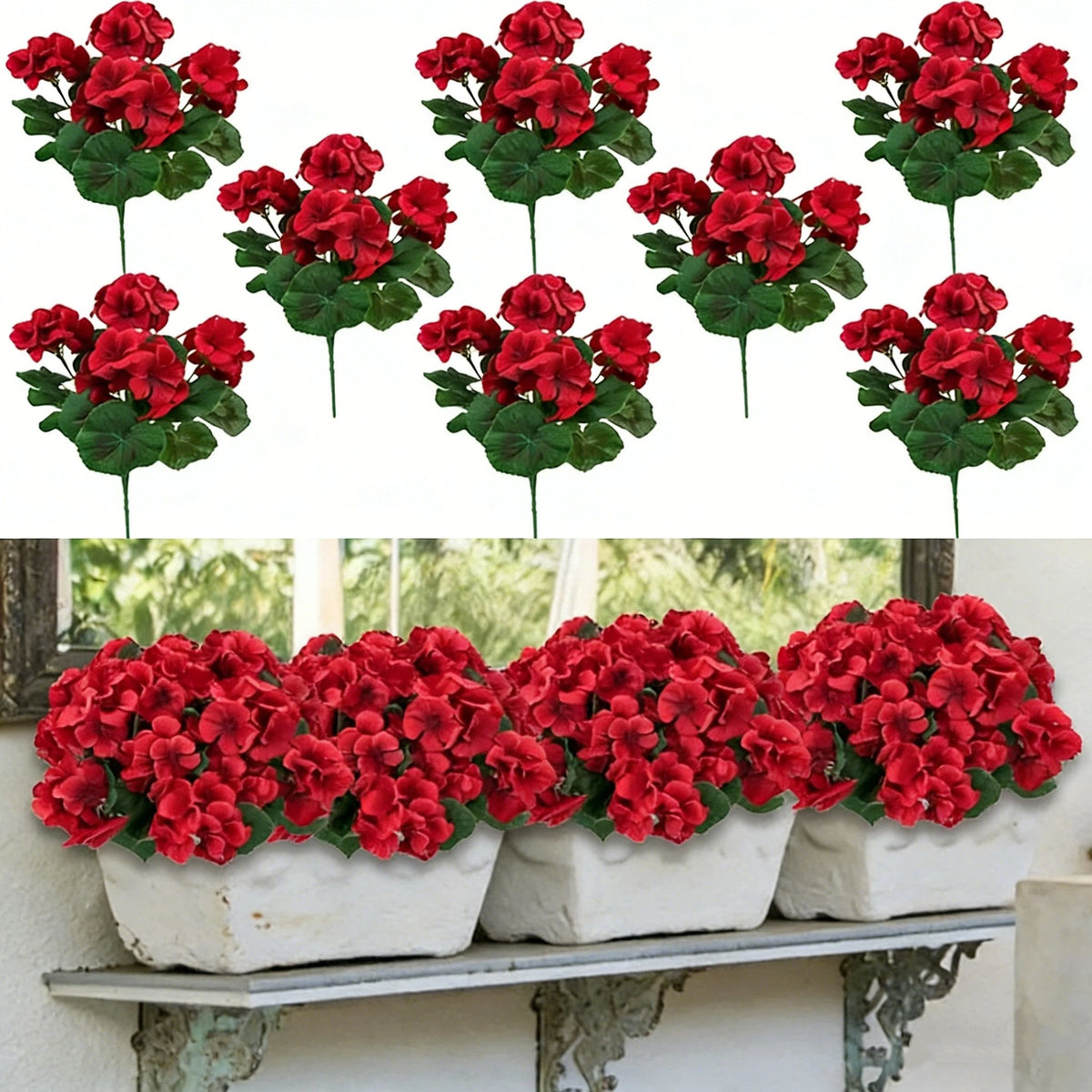 EverBloom – Flores de Geranio Artificiales para Exterior