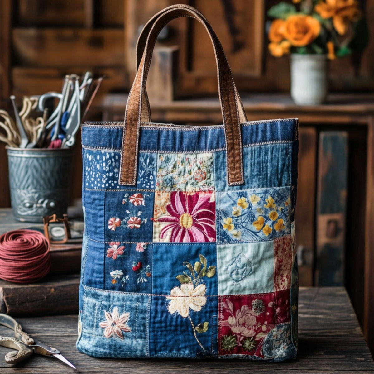WaveTote – Bolso tipo tote de mezcla de algodón con patrón acolchado