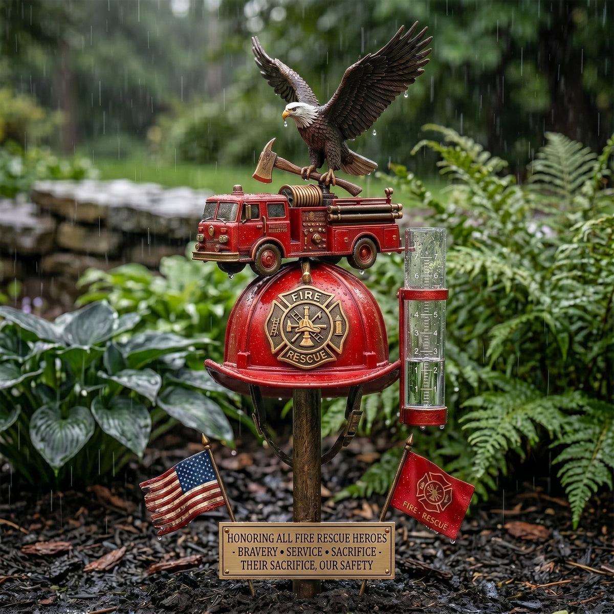 FireHonor – Estación pluviométrica Firefighter Tribute Garden