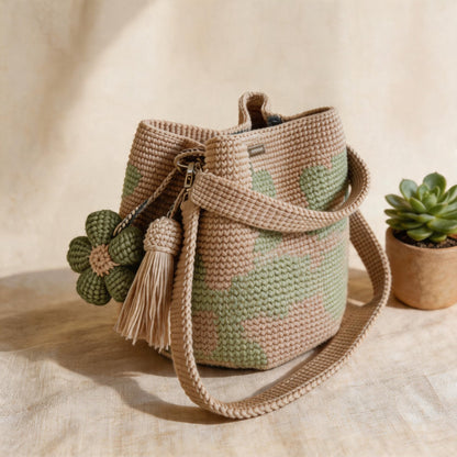 BloomStitch - Bolso tote de crochet hecho a mano con diseño de flores