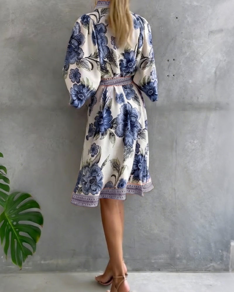Vestido Estampado Línea A – Elegancia Fluida