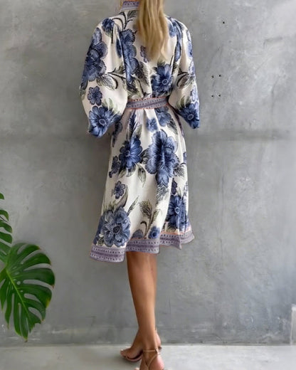 Vestido Estampado Línea A – Elegancia Fluida