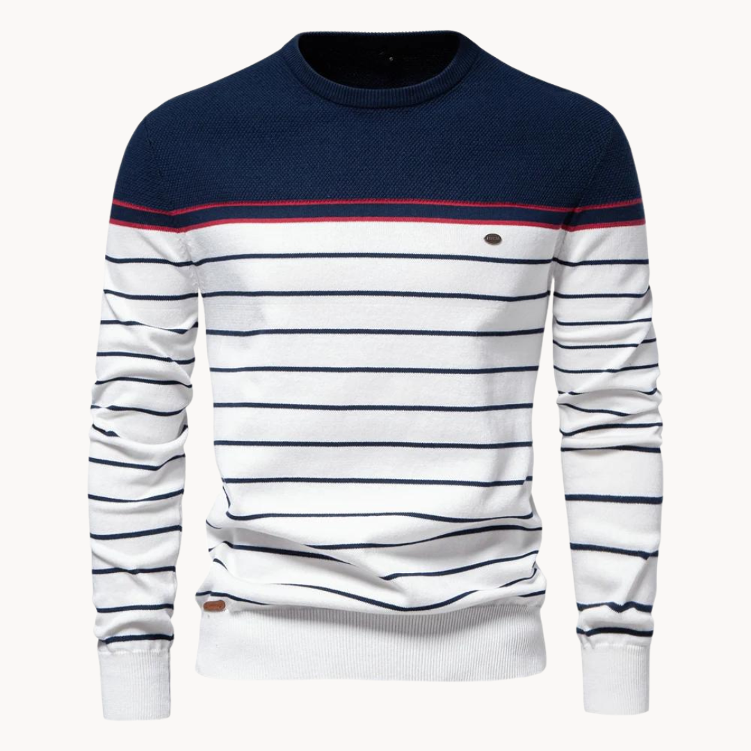 Gestreifter Baumwollpullover im Atlantic-Stil | ALEVITA