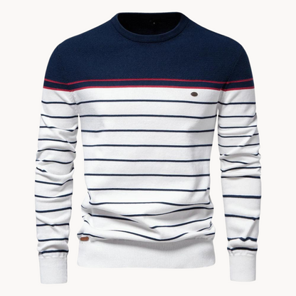 Gestreifter Baumwollpullover im Atlantic-Stil | ALEVITA