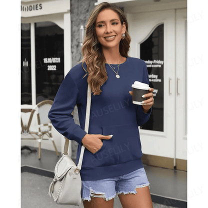CozyCore – Sudadera sin Capucha Cuello Redondo para Mujer