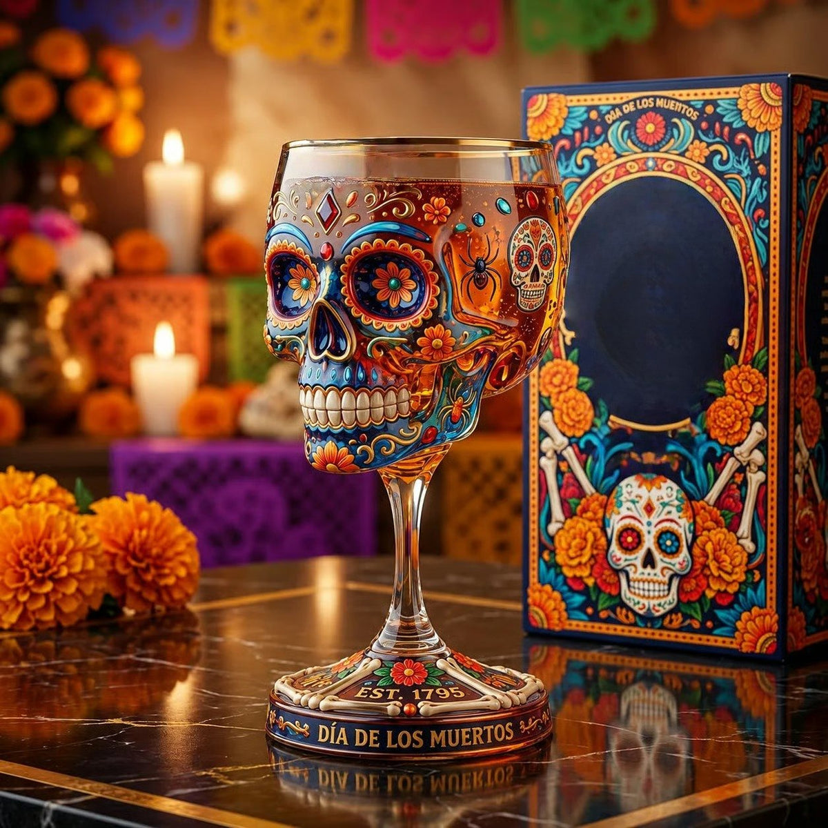 SkullElegance – Copa de cristal decorativa premium