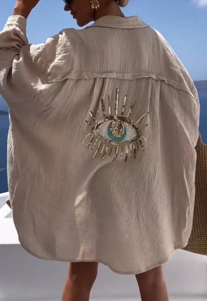 ShineFlow – Elegantes Glitzer-Hemd mit Knöpfen