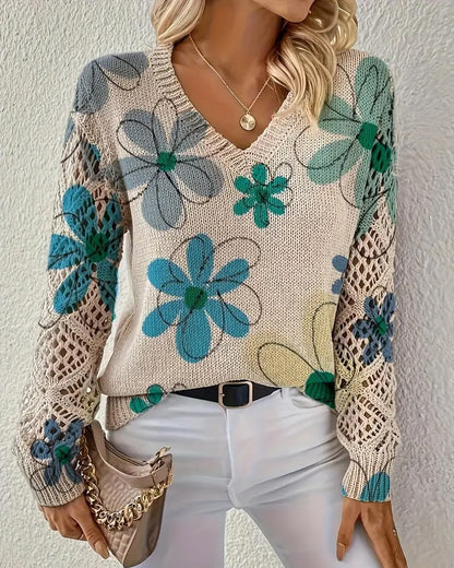 LaceWeave | Suéter de punto calado con cuello en V