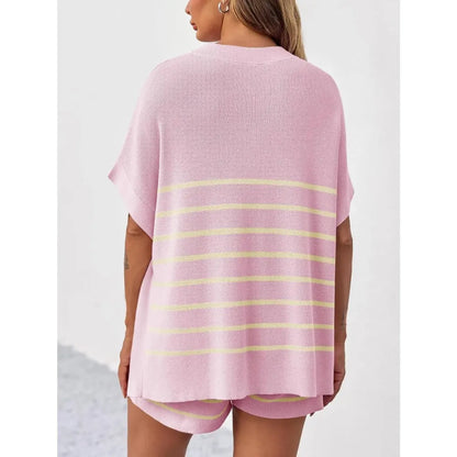 BellaVive – Conjunto de ropa de descanso a rayas chic