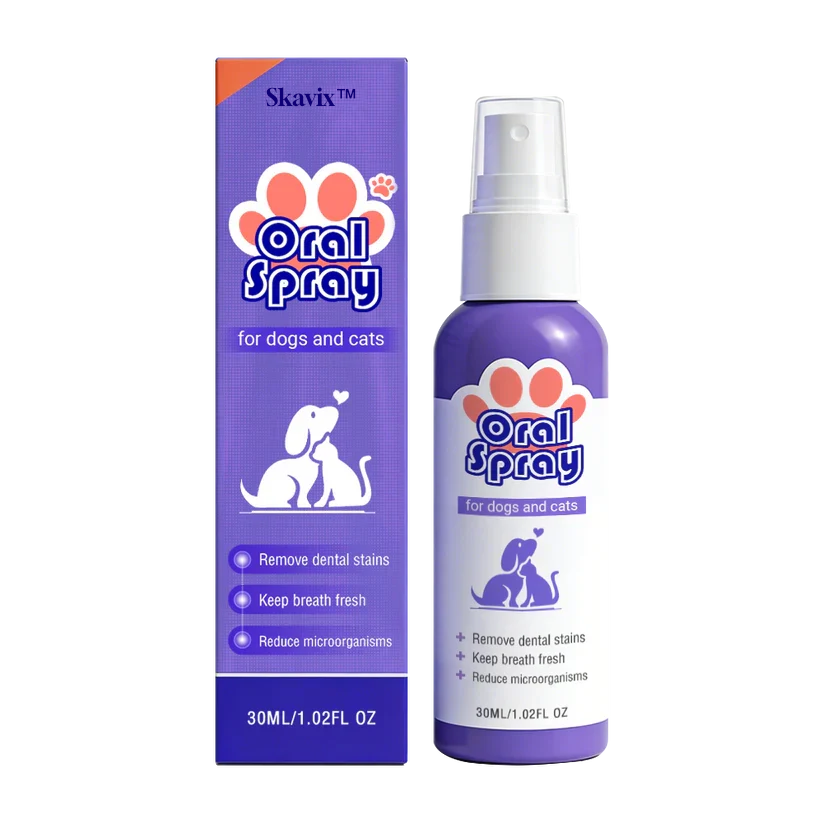 Skavix™ Mundspray für Haustiere ✅FDA-zugelassen | Erfrischt den Atem, entfernt Zahnstein, fördert die Zahnfleischregeneration und stabilisiert die Zähne 🦷🦷