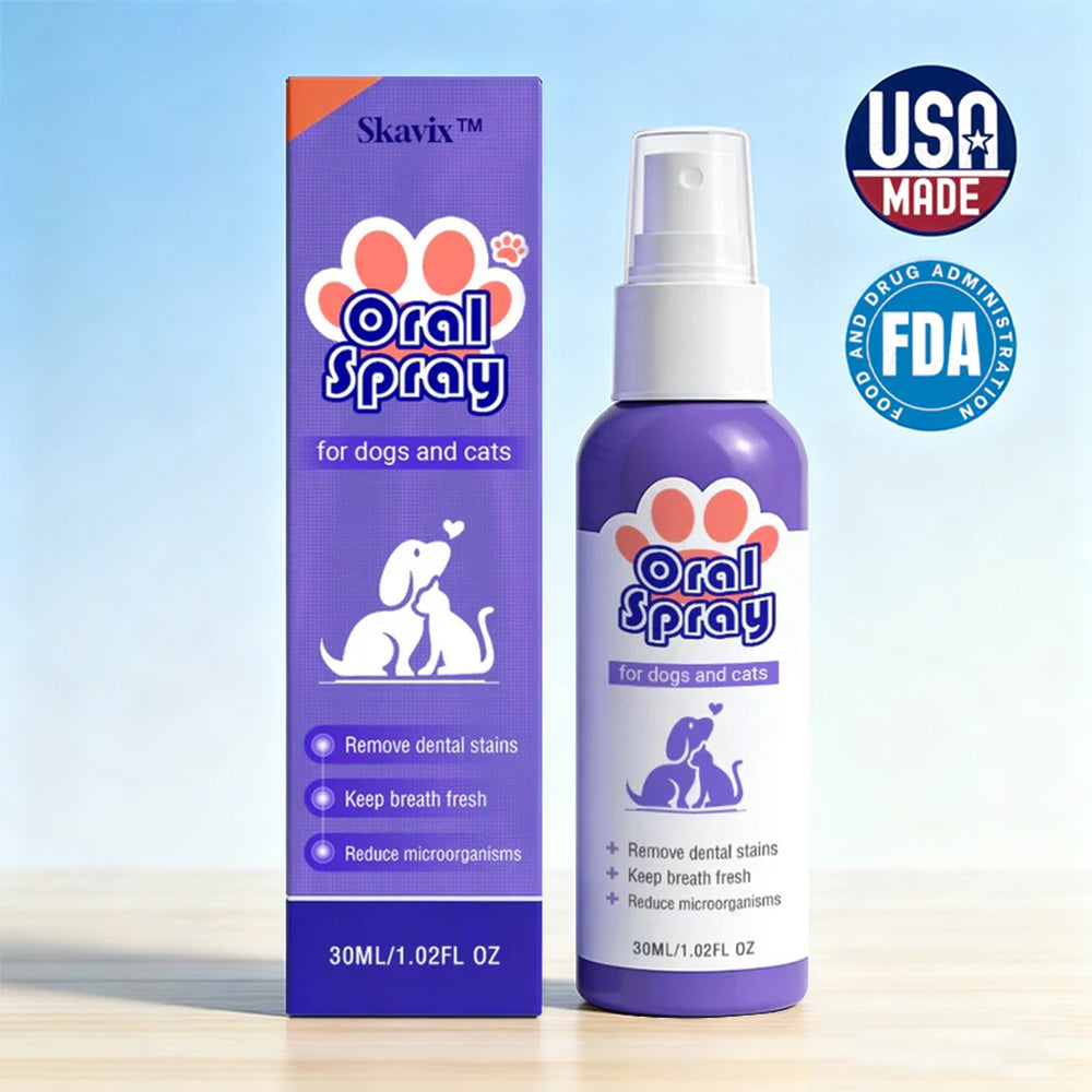 Skavix™ Mundspray für Haustiere ✅FDA-zugelassen | Erfrischt den Atem, entfernt Zahnstein, fördert die Zahnfleischregeneration und stabilisiert die Zähne 🦷🦷