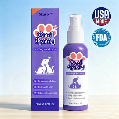 Skavix™ Mundspray für Haustiere ✅FDA-zugelassen | Erfrischt den Atem, entfernt Zahnstein, fördert die Zahnfleischregeneration und stabilisiert die Zähne 🦷🦷