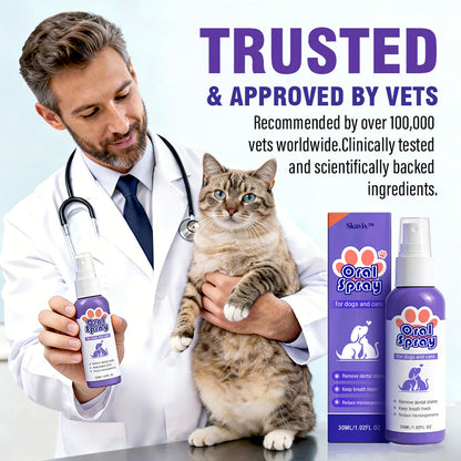 Skavix™ Mundspray für Haustiere ✅FDA-zugelassen | Erfrischt den Atem, entfernt Zahnstein, fördert die Zahnfleischregeneration und stabilisiert die Zähne 🦷🦷