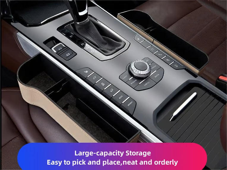 DriveMate – Organizador de Almacenamiento de Cuero Multiparte para Asiento de Coche
