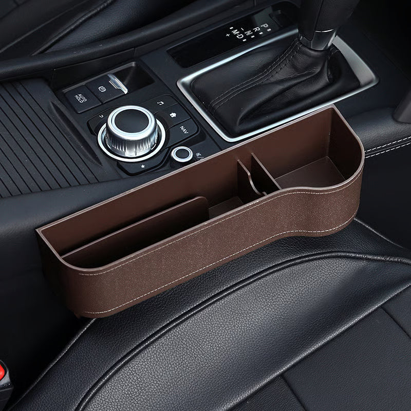 DriveMate – Organizador de Almacenamiento de Cuero Multiparte para Asiento de Coche