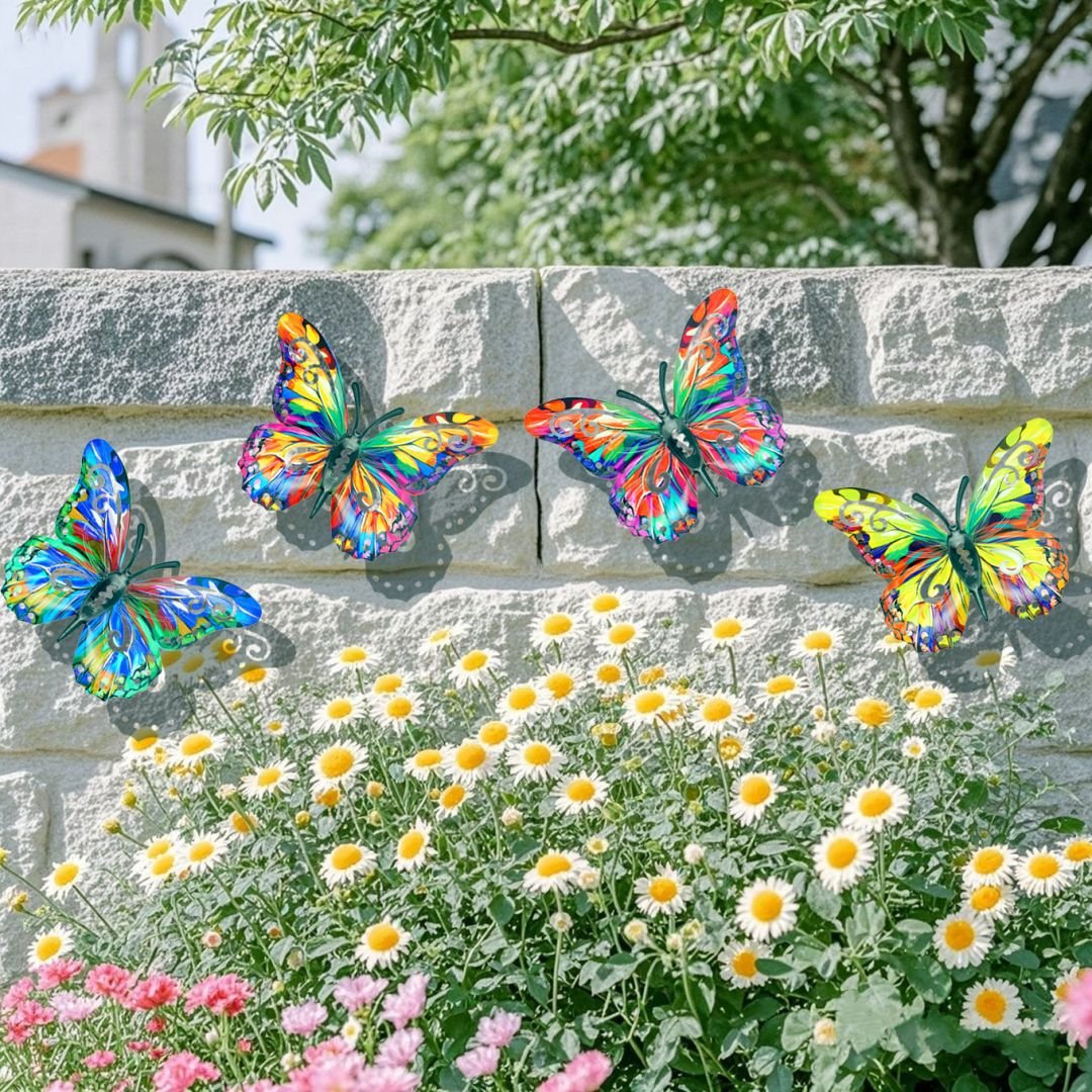 FlutterGlow – Arte de pared de mariposas metálicas