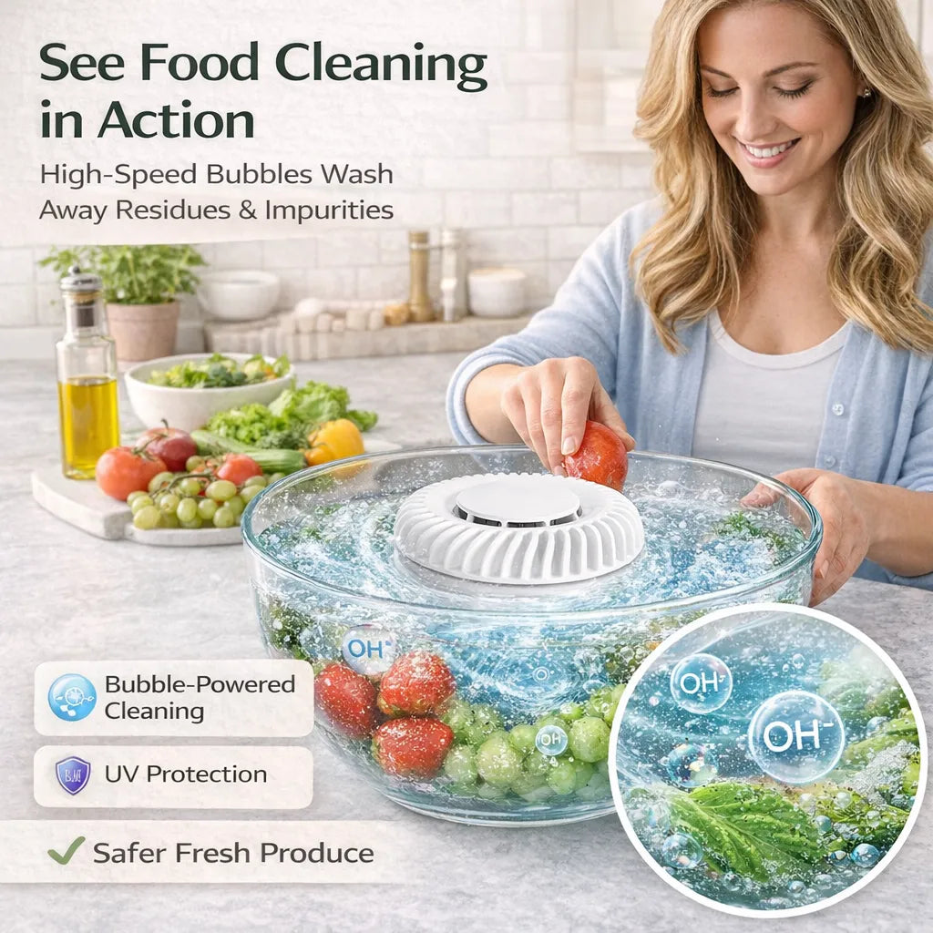 NutriPure Flow – Limpiador Ultrasónico de Alimentos