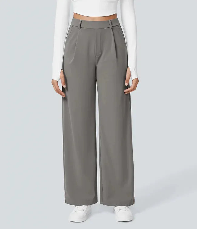 EleganceFit – Pantalones casuales rectos de talle alto