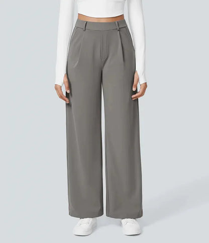 EleganceFit – Pantalones casuales rectos de talle alto