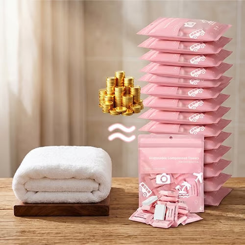 AirTowel – Set aus komprimierten Einweg-Reisehandtüchern