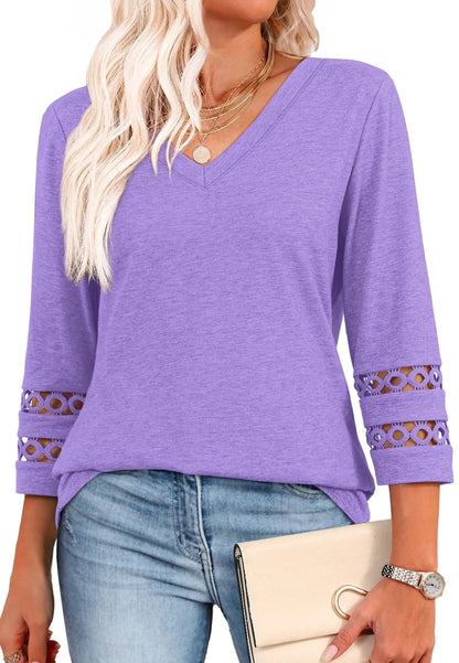 ClairaMode | Locker geschnittenes Damen-T-Shirt mit V-Ausschnitt