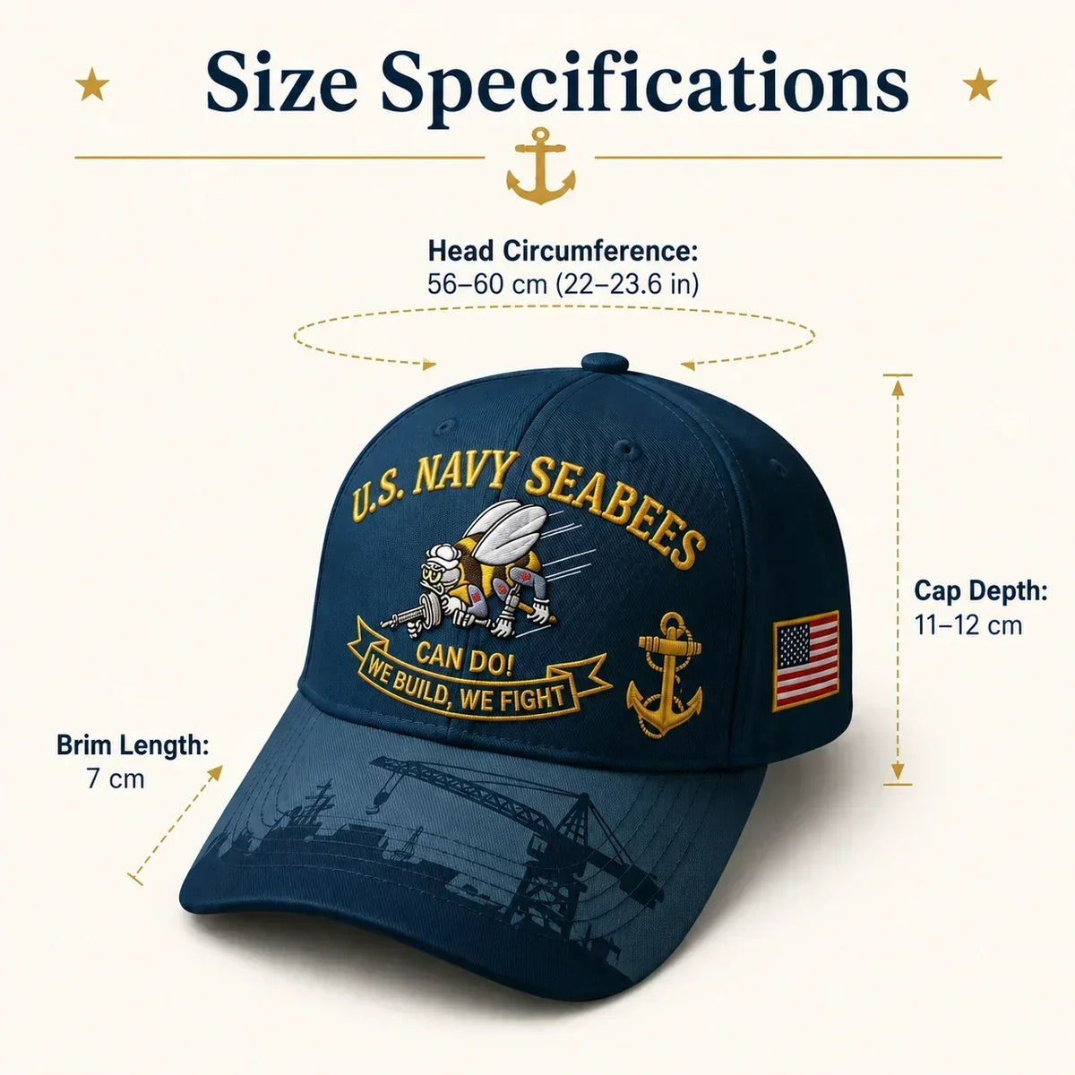 Seabee - Gorra de homenaje "¡Sí se puede!" de los Seabees de la Marina de EE. UU. 🇺🇸