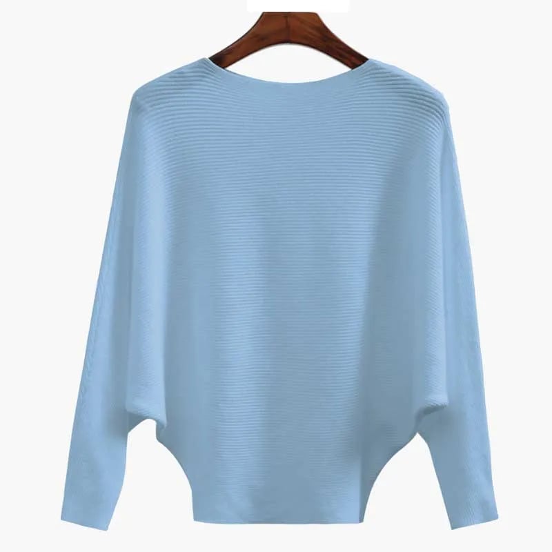 CozyWave – Damen-Strickpullover mit U-Boot-Ausschnitt und Fledermausärmeln