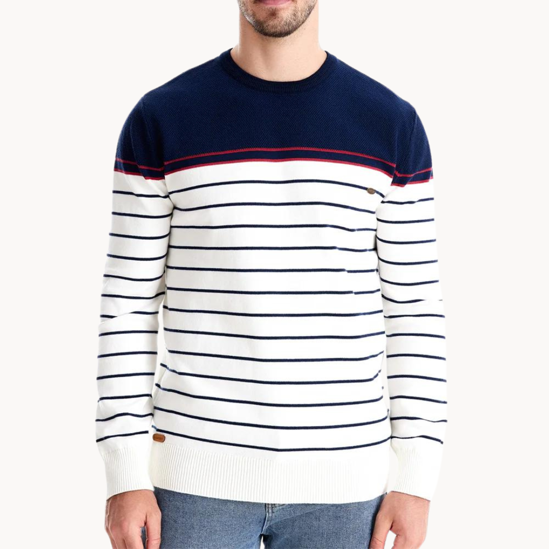 Gestreifter Baumwollpullover im Atlantic-Stil | ALEVITA