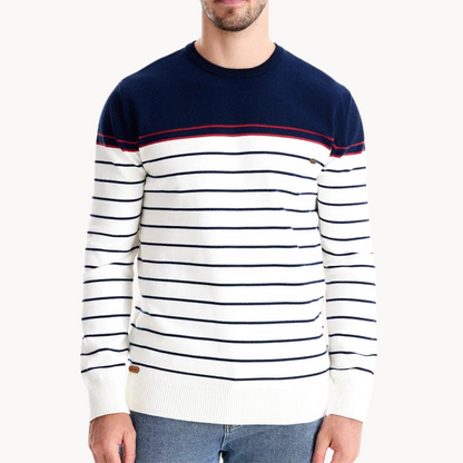 Gestreifter Baumwollpullover im Atlantic-Stil | ALEVITA