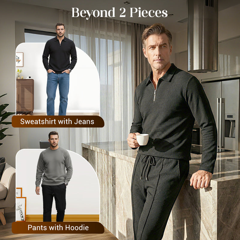 UrbanEase – Conjunto de descanso para hombre en tejido tipo gofre transpirable
