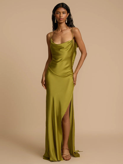 VelvetGrace – Vestido maxi con abertura de comodidad elegante