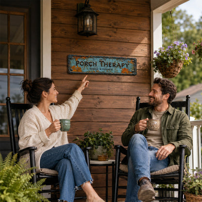 CozyHaven – Rústico letrero de terapia para porche exterior